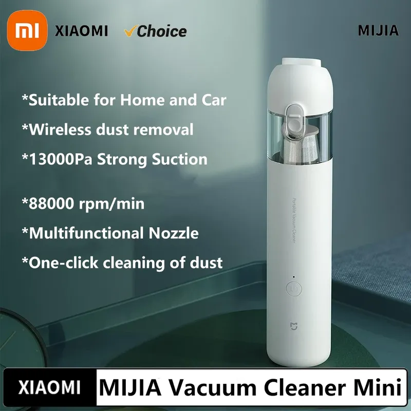 Original XIAOMI MIJIA Tragbarer Handstaubsauger für Zuhause, Auto, Mini-Wireless-Staubfänger, Sammler, 13000 PA, Zyklonabsaugung