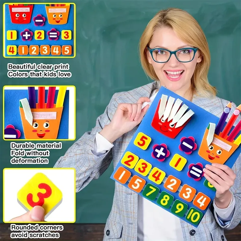Filz Lernen Bord Kinder Spielzeug Pädagogisches DIY Spielzeug Addition Subtraktion Finger Arithmetik Lehre Aufklärung Bord