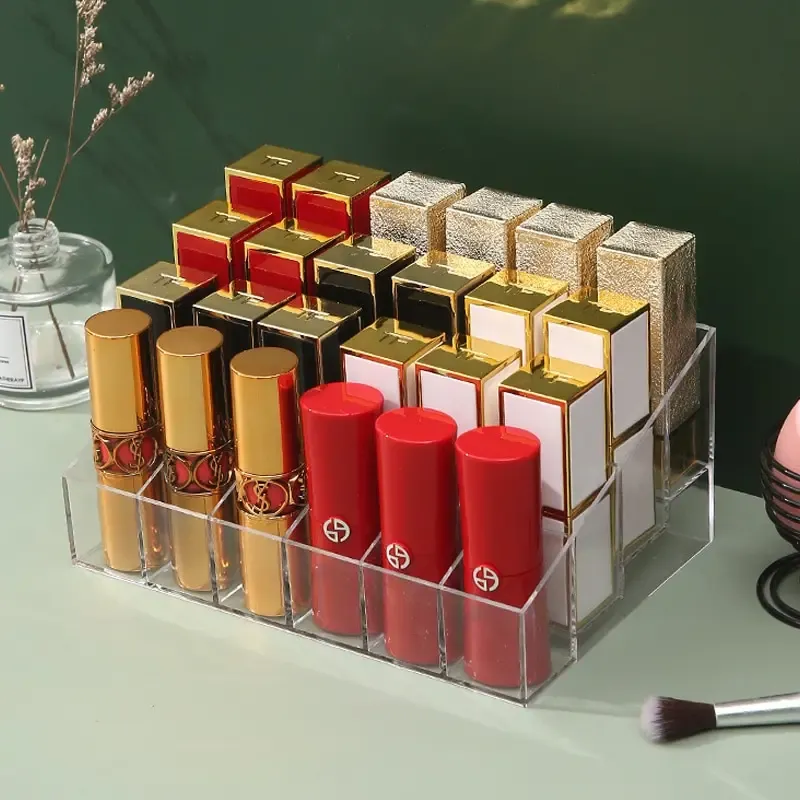 24-Gitter-Lippenstifthalter, Acryl-Kosmetik-Aufbewahrungsbox, kann Lippenstift-Nagellack- und Schmuck-Display-Rack aufbewahren und sortieren