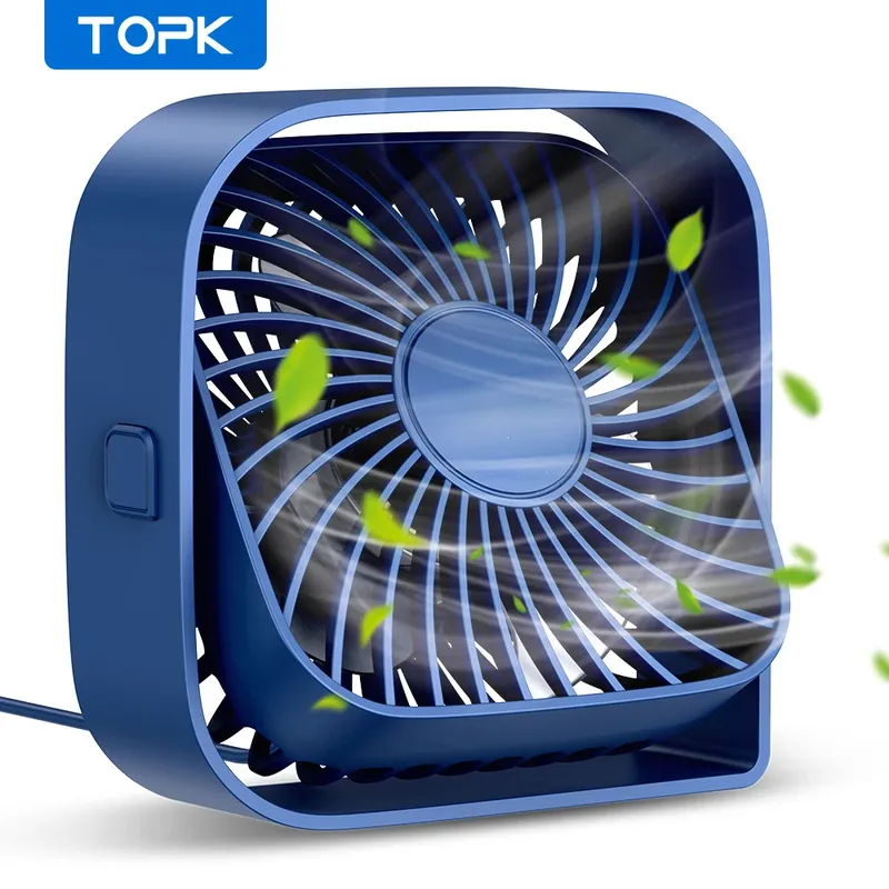 TOPK Tragbarer Mini-Ventilator, USB-Tischventilator, Tischventilator, starker Luftstrom und leiser Betrieb, 3-Gang-Wind 360 ° Drehbare Standventilatoren für den Raum zu Hause