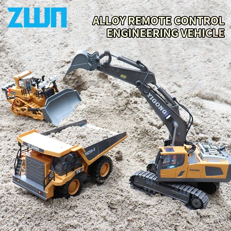 ZWN 2,4G Fernbedienung Bagger Muldenkipper RC Modell Auto Spielzeug Professionelle Legierung Kunststoff Simulation Bau Fahrzeug für Kind