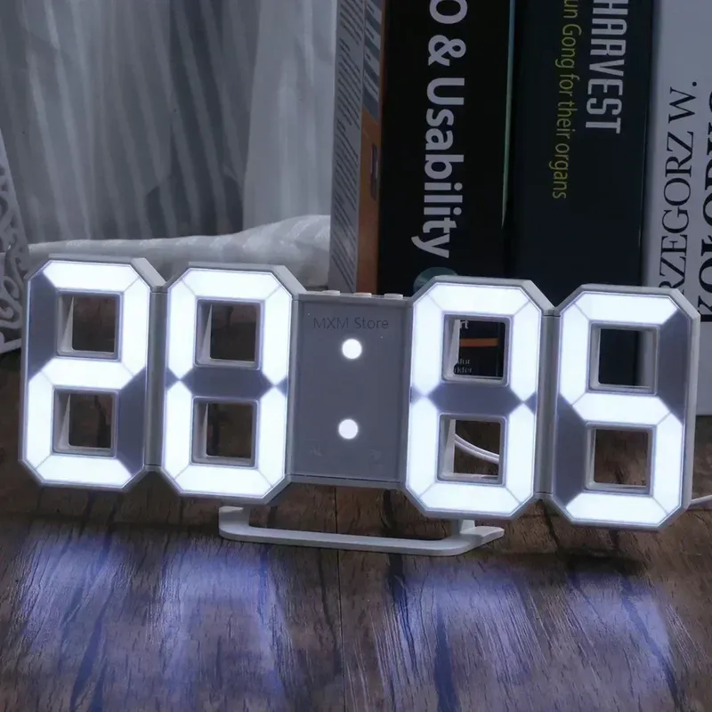 3D LED Digitaluhr Wanddekoration Glow Nachtmodus Dekoration für Schlafzimmer Einstellbare elektronische Uhr Raumdekoration Ästhetik