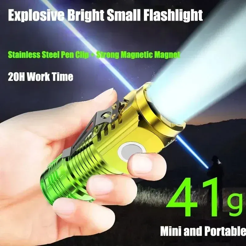 3LED Super Helle Taschenlampe Tragbare Mini Burst Flash Taschenlampe Wiederaufladbare Outdoor Notfall Scheinwerfer mit Stift Clip Schwanz Magnet