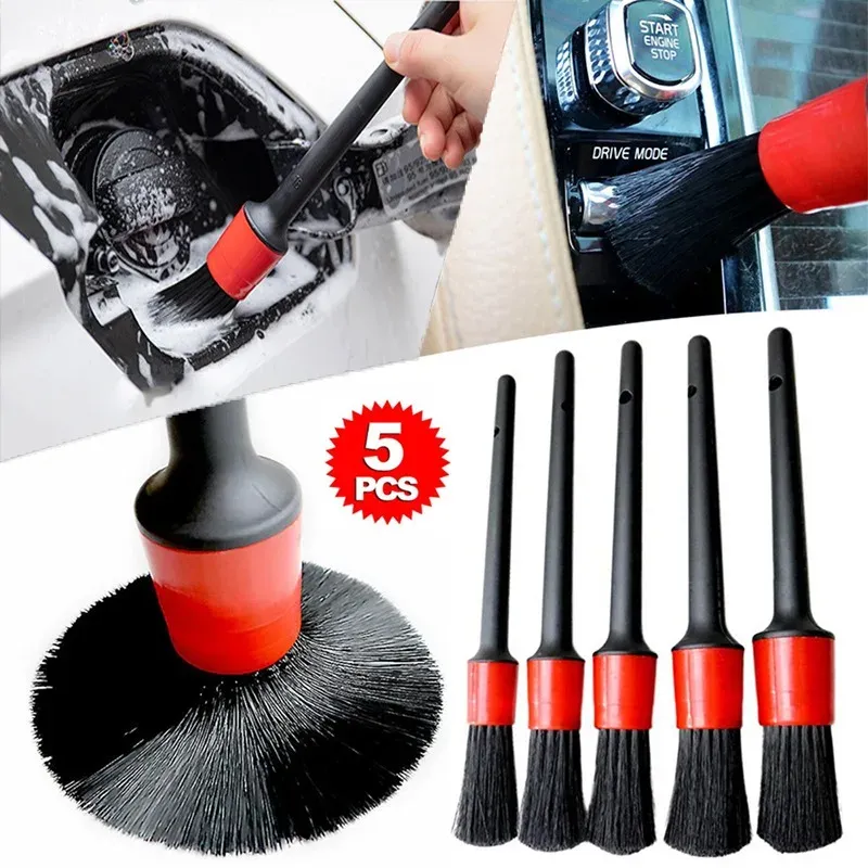 5Pcs Auto Reinigung Pinsel Kit Auto Detail Pinsel Staub Pinsel Für Auto Innen Detaillierung Pinsel Set Rad Felgen Sauber pinsel Werkzeuge