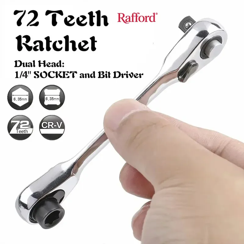 Rafford Mini Treble 1/4 Ratschenschlüssel, doppelseitiger Schnellsteckschlüssel, Ratschenschlüssel, Schraubendreher, Sechskant-Drehmomentschlüssel-Set, 2-in-1-Schraubenschlüssel