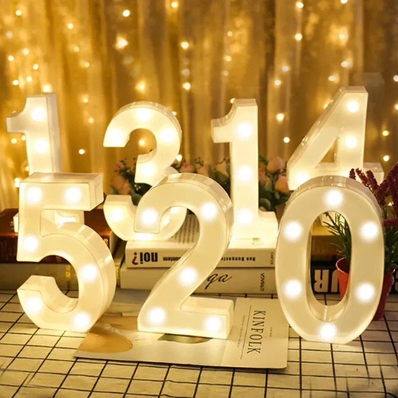 Zahl Buchstaben Lampe Leuchtendes Alphabet LED Lichter Dekoration Nachtlicht für Zuhause Hochzeit Geburtstag Weihnachten Party Dekoration
