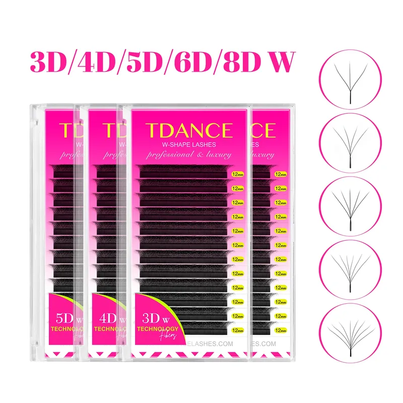 TDANCE 3D 4D 5D 6D Vorgefertigte Fächer-Wimpernverlängerung W-Stil Faux Mink Natural Soft Bloom Lash Automatische blühende Volumenwimpern