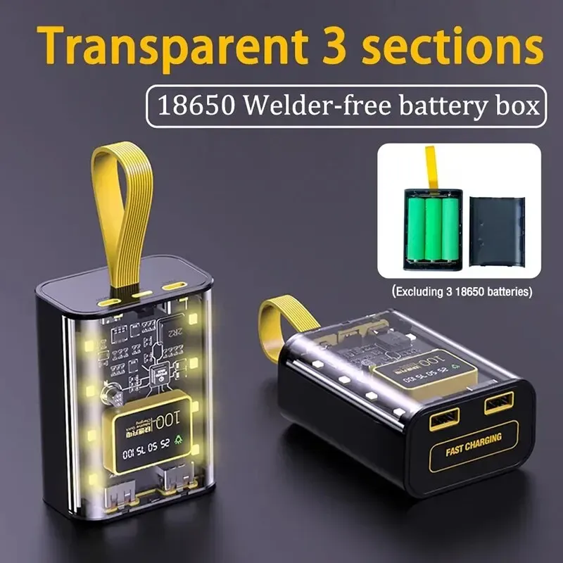 3 * 18650 Power Bank Fällen Batterie Lagerung Box Nachtlicht Dual USB Ladung DIY Shell für iPhone Xiaomi 18650 batterie Lagerung Box