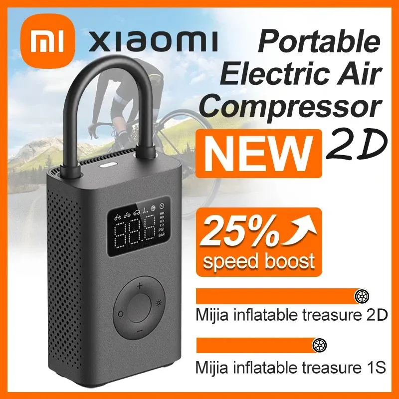 Xiaomi Mijia Luftpumpe 2D 25 % Speed Boost Mini tragbarer elektrischer Luftkompressor Schatz 150 PSI Typ-C LED Multitool-Inflator