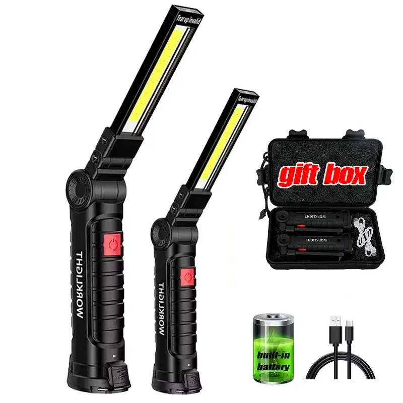 1pc COB LED Arbeit Licht Dimmbare USB Aufladbare LED Taschenlampe Inspektion Lampe Mit Magnet & Haken 14500/18650 Batterie taschenlampe licht