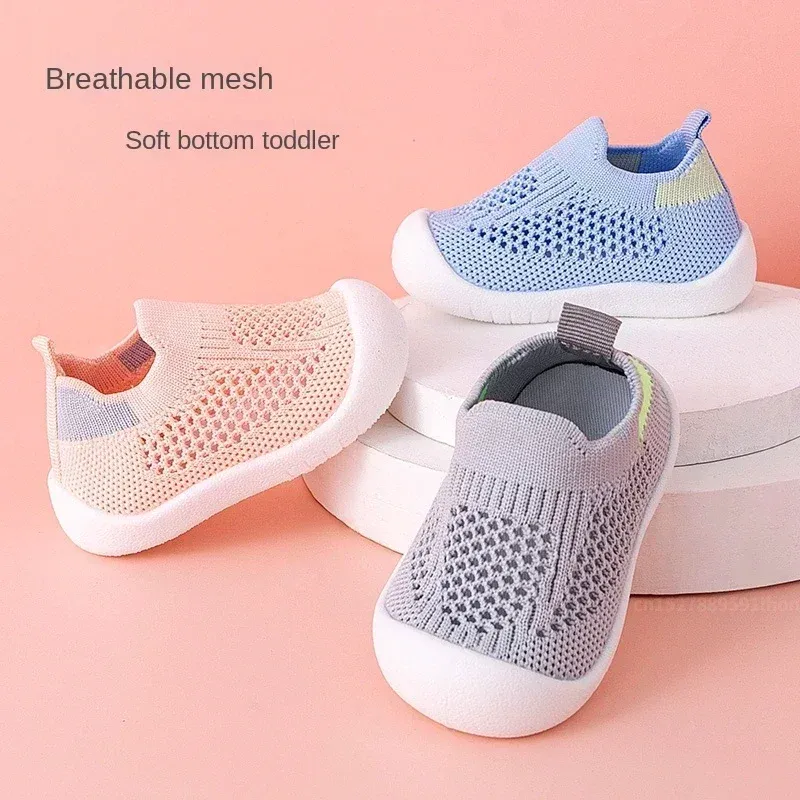 Frühling Sommer Kleinkind Schuhe Atmungsaktive Gestrickte Kinder Turnschuhe Jungen Slip-on Tennis Schuhe Mädchen Weiche Nicht-slip Schule casual Schuhe