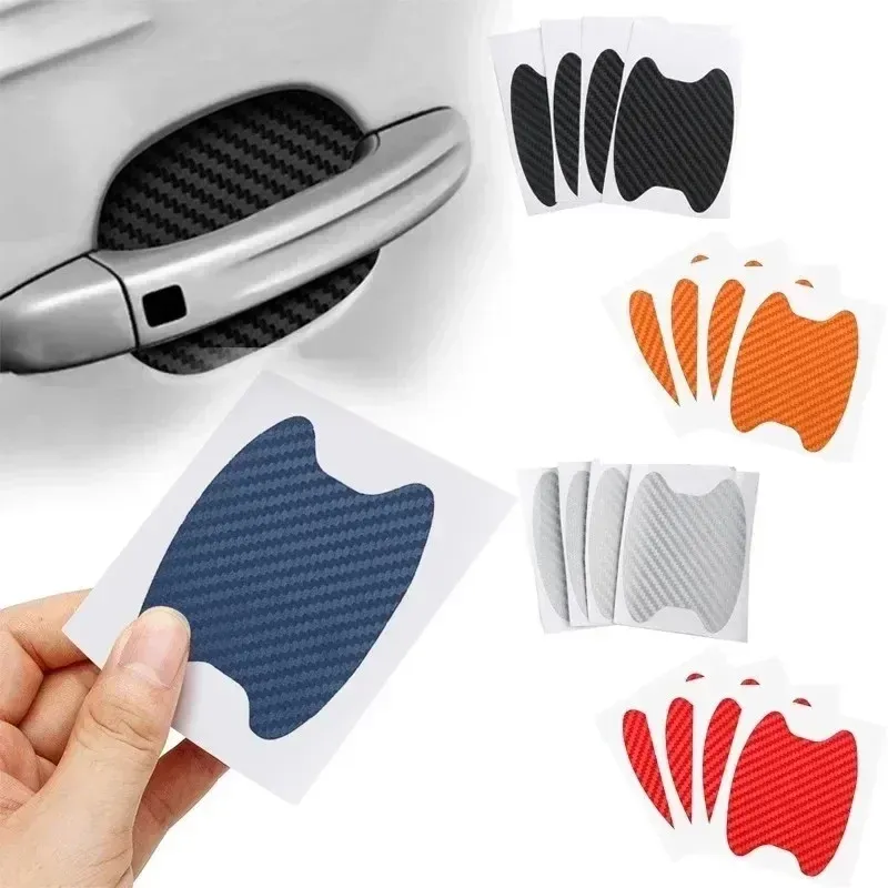 4Pcs Set Auto Styling Leisten Aufkleber Auto Tür Aufkleber Carbon Faser Kratzer Beständig Abdeckung Auto Griff Schutz Film Teile