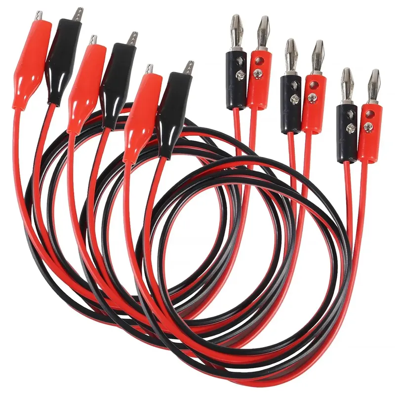 2 Stück Bananenstecker auf Krokodilklemme, Messleitungskabel, Leitungsdraht, 4 mm Bananenstecker für Multimeter, elektrischer Test-Überbrückungsdraht 100 cm