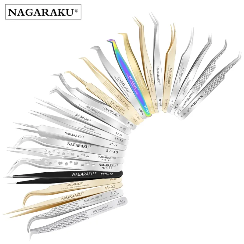 NAGARAKU Wimpernverlängerungspinzette Make-up Edelstahl Wimpern 3D präziser Clip