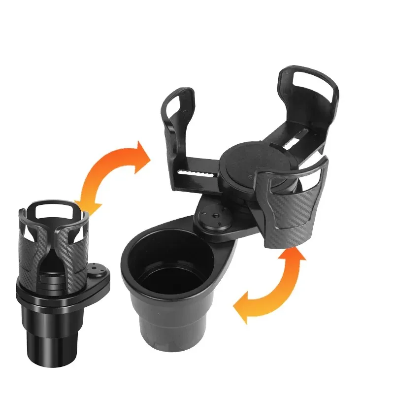 Im Auto montierter Wasserbecherhalter, drehbarer Getränkehalter für die Mittelkonsole im Auto, zweistufiges Lagerregal, Getränkehalter