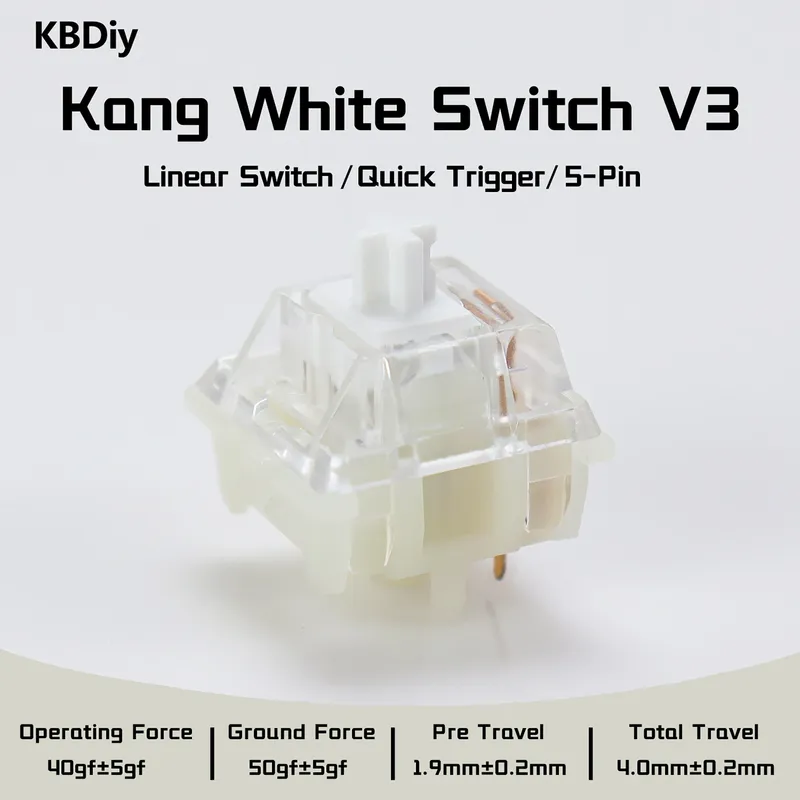 KBDiy Kang Weiße V3-Schalter für DIY Aula F87 mechanische Tastatur, linearer Schalter, 5-polig, individuelles Cherry Gaming-Zubehör, MX-Schalter