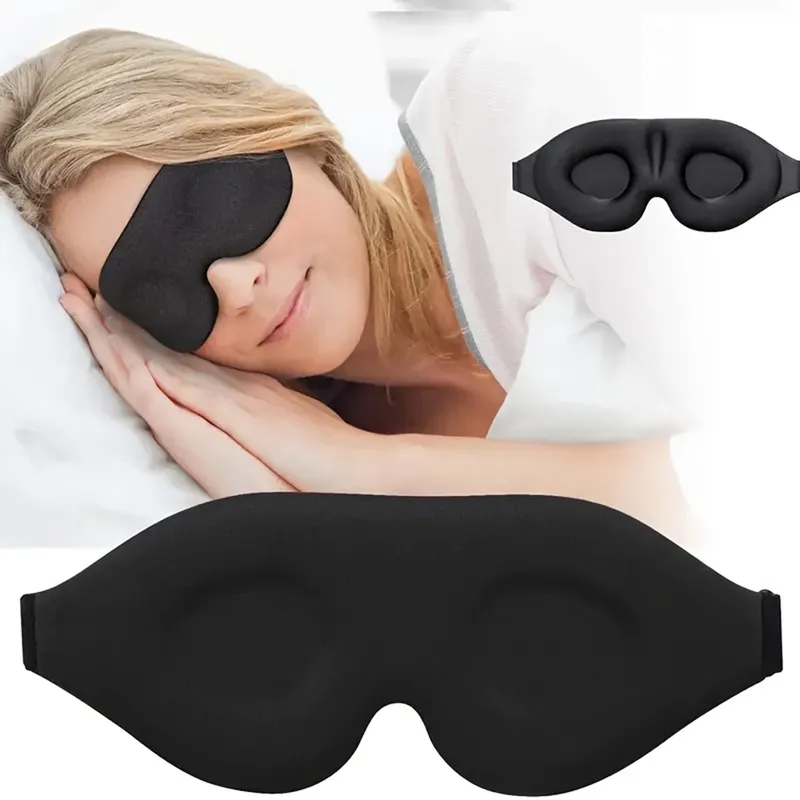 3D-Augenmaske, verstellbar, geeignet für Männer und Frauen ohne Druck auf den Augen, atmungsaktive und lichtblockierende Augenmaske, Schwarz