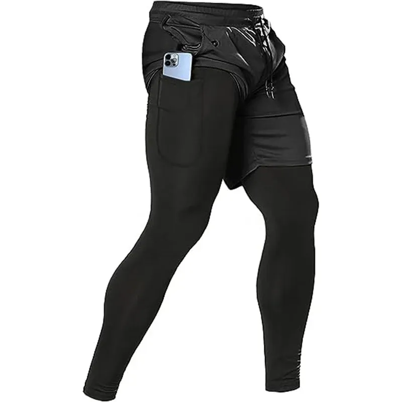 Männer Sport Hosen 2 in 1 Trainings Athletische Trainingsanzüge Sportswear Workout Männliche Jogging Hosen Gym Fitness Hosen Männer