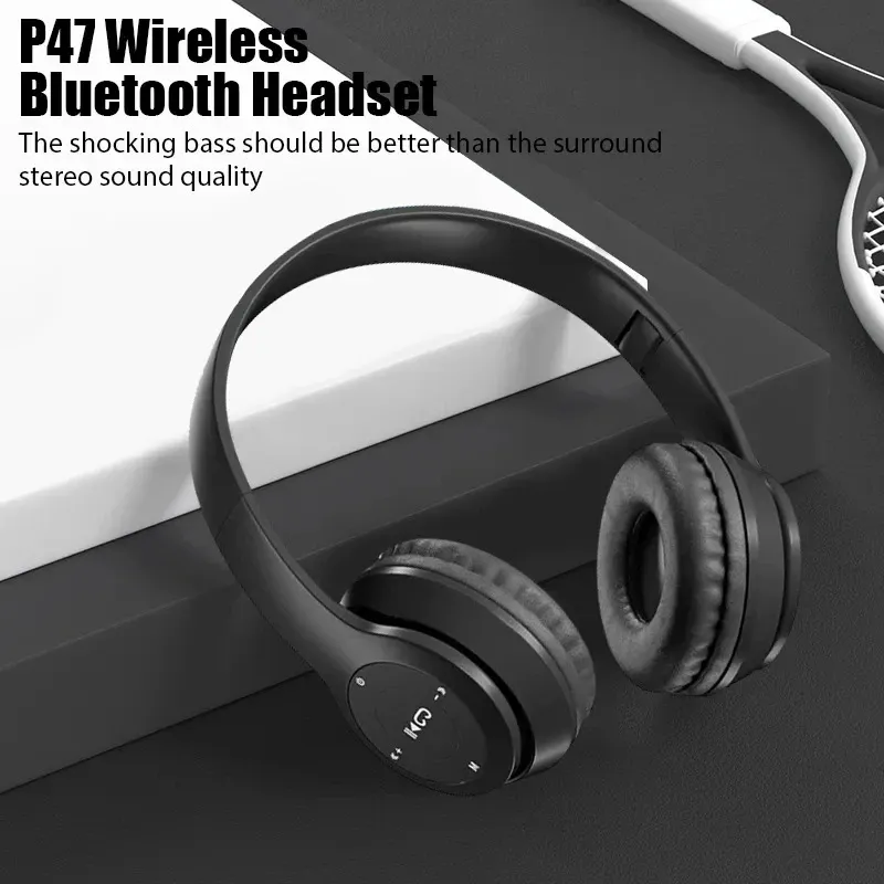 P47 Kabelloser Bluetooth-Kopfhörer mit Mikrofon, Headsets, Stereo-Sound-Kopfhörer, Sport-Gaming-Kopfhörer, unterstützt PC-Smartphone