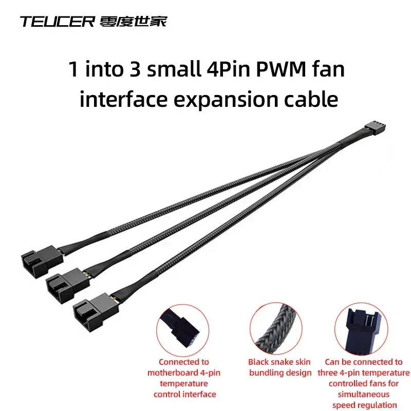 PWMTemperature Control4PinFan Verlängerungskabel Computergehäuse Lüfter Anschlusskabel Set Netz Lüfter Stromkabel