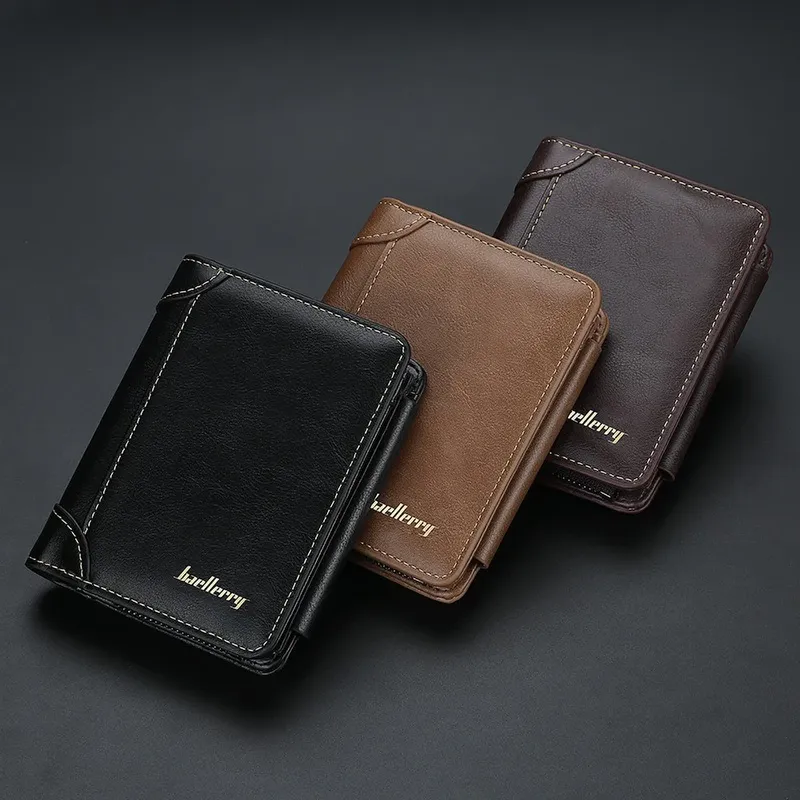 Baellerry Kurze Geldbörse für Herren, PU-Leder, individuell geprägt, RFID-blockierende Vordertasche, Geschenk