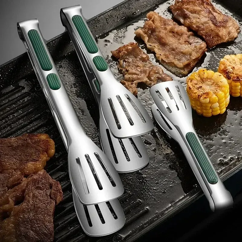 1pc Nicht Slip Edelstahl Lebensmittel Zange Fleisch Salat Brot Clip Grill Grill Buffet Clamp Kochen Werkzeuge Küche Zubehör