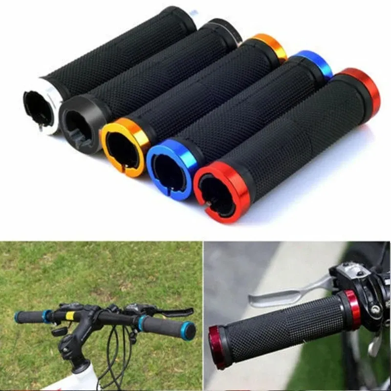 Fahrrad gummi griffe MTB-Legierung schloss bilaterales Schloss Lenker griffe Anti-Rutsch-Fahrrad lenker hülse BMX Fahrrad zubehör