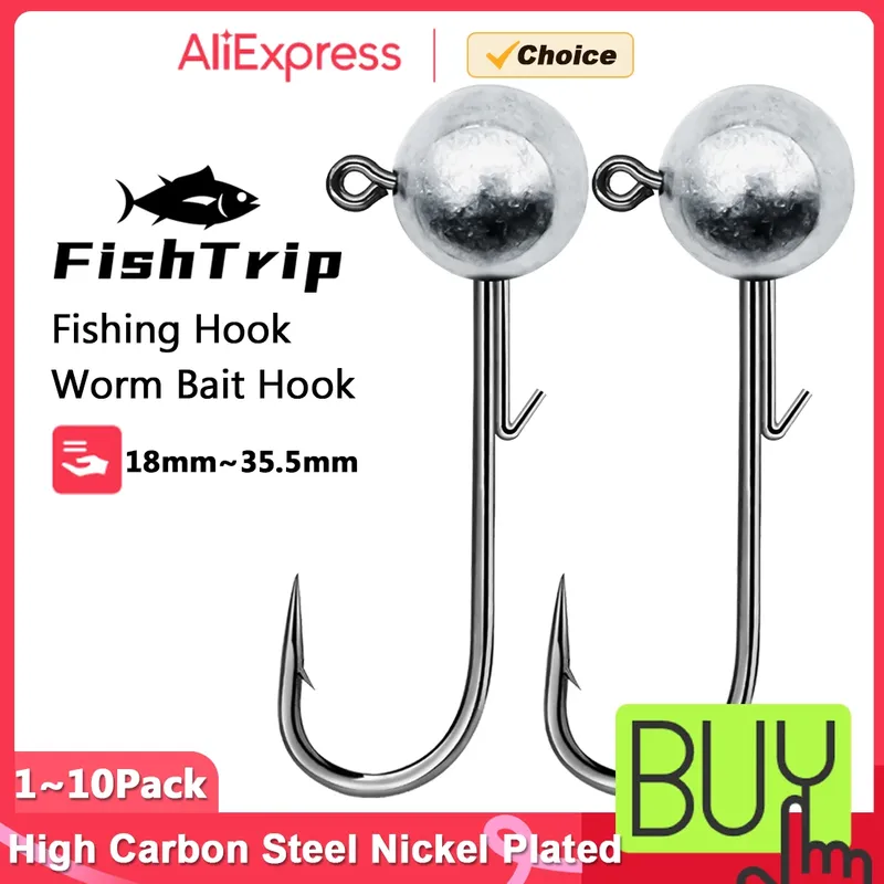 FishTrip 1 ~ 10 Stück Ned Jig Heads Angelhaken 2 g ~ 17 g weiche Köder Wurmhaken Weedless Jig Head für Süßwasser und Salzwasser
