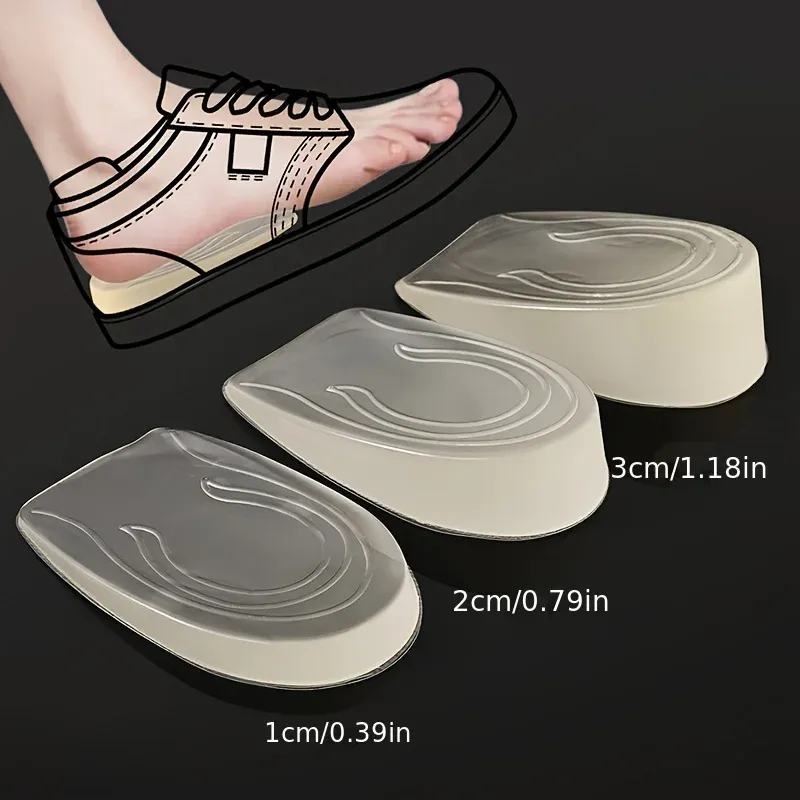 Silikon-Gel-Einlegesohle zur Erhöhung der Höhe, Fersenhebeinsätze, Schuh- und Fußpflegeschutz, elastisches Kissen, Fußgewölbe-Stützeinlage für Unisex