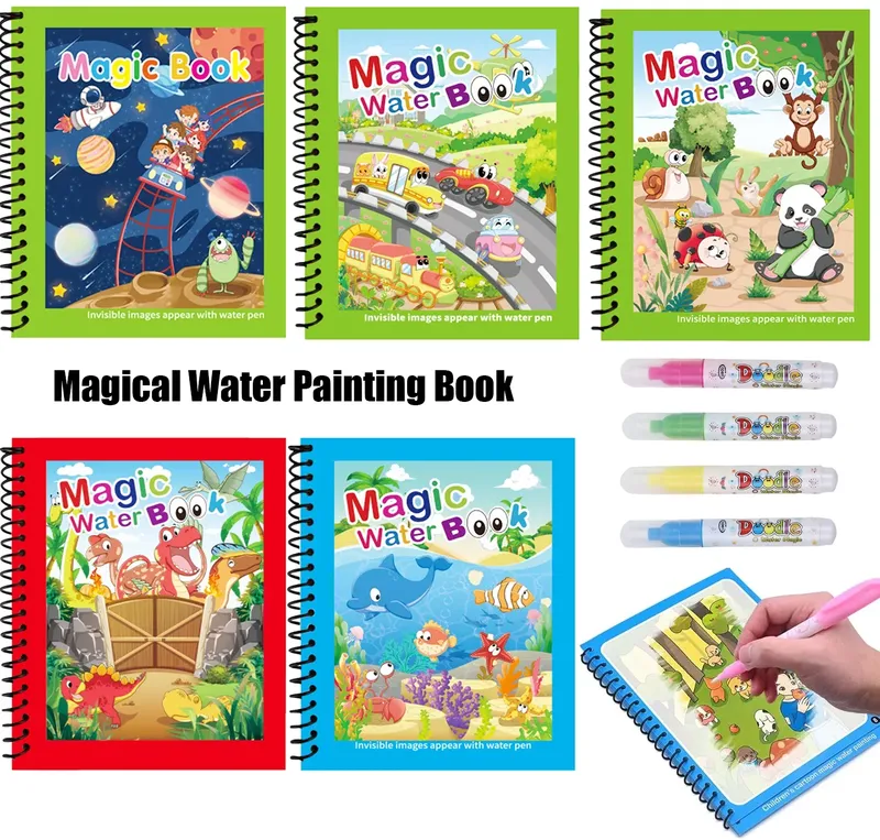 1pc Wiederverwendbare Kinder Magie Wasser Zeichnung Bücher mit Stift Wiederholte Malbuch Magie Wasser Zeichnung Buch Sensorischen Frühen Bildung Spielzeug