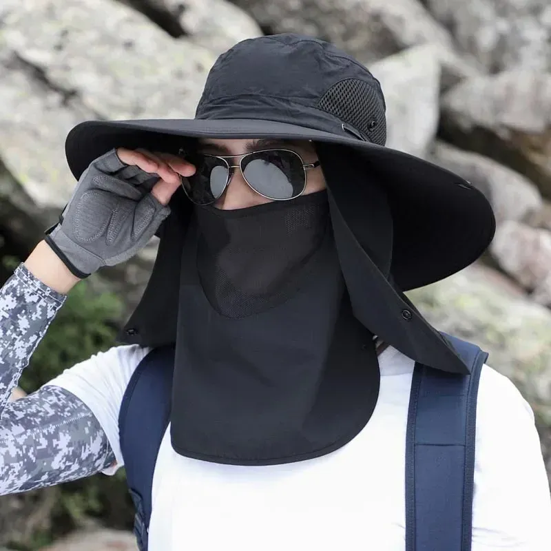 Sombrero Pesca Outdoor Ajust., Prot. Solar, Sombrilla transpirable Plegable, Herren/Mujeres, Senderismo, Camping, Gorra Casual