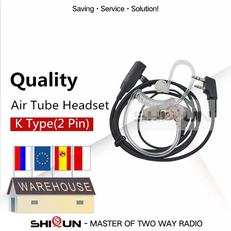 Quansheng UV-K5 Walkie-Talkie-Headset mit Mikrofon, 2-poliger Akustik-Luftschlauch-Ohrhörer UV-5R Kenwood Baofeng UV-5R UV-17 Radio UV-13Pro