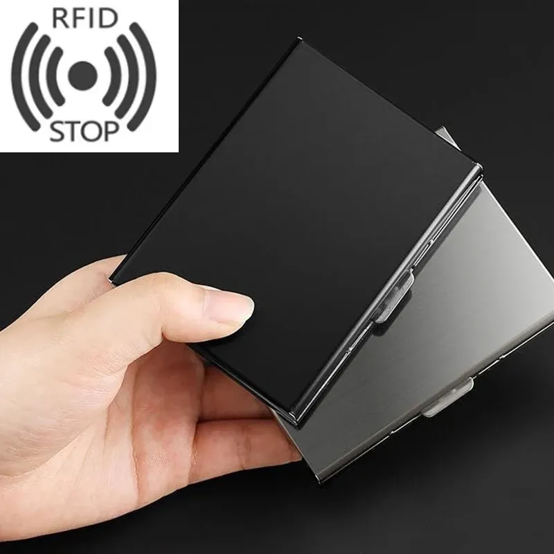 Anti-Scan-RFID-6-Karten, großes Fassungsvermögen, Aluminium-Metall-Kreditkartenetui, schlankes, blockierendes Brieftaschenetui, Visitenkartenschutz, Halten