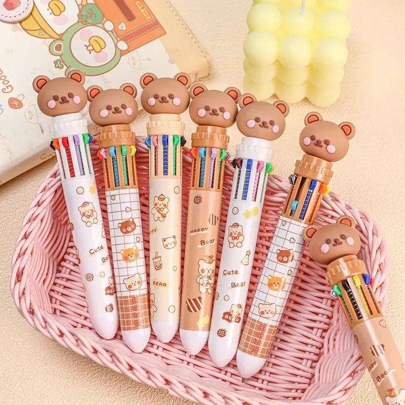1Pcs 10 Farbe Nette Bär Stift Cartoon Kugelschreiber Student Schreibwaren Multi Farbe Hand Konto Stift Lernen und Büro liefert