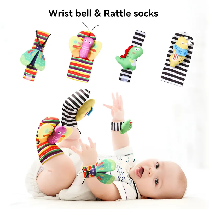 Babyspielzeug – Handgelenksglocken-Rasselsocke für Neugeborene mit klangendem Papierspielzeug für beruhigende und frühe Bildung – Soft-Touch