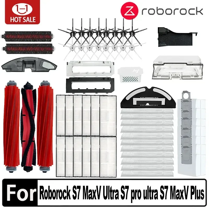 Roborock S7 Maxv Ultra S7 Pro Ultra Roboter-Staubsauger-Zubehör, Hauptseitenbürste, Mopp, Hepa-Filter, Staubbeutel, Reinigung, Rollbürste