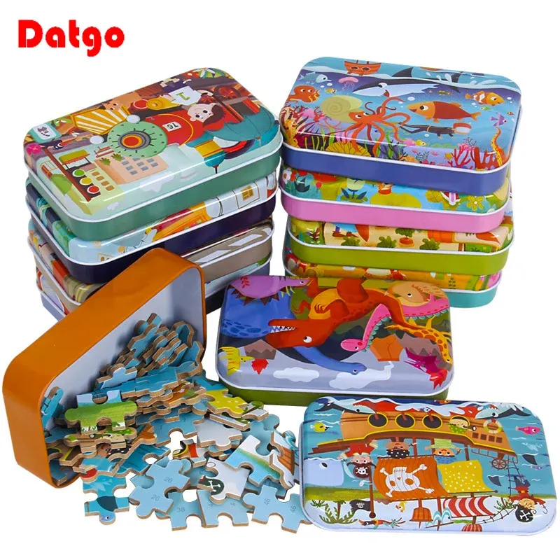 Heiße Neue 60 Teile Holz Puzzle Spielzeug für Kinder Cartoon Fahrzeug Tier Holz Jigsaw Baby Lernen Pädagogisches Spielzeug Kinder Geschenk