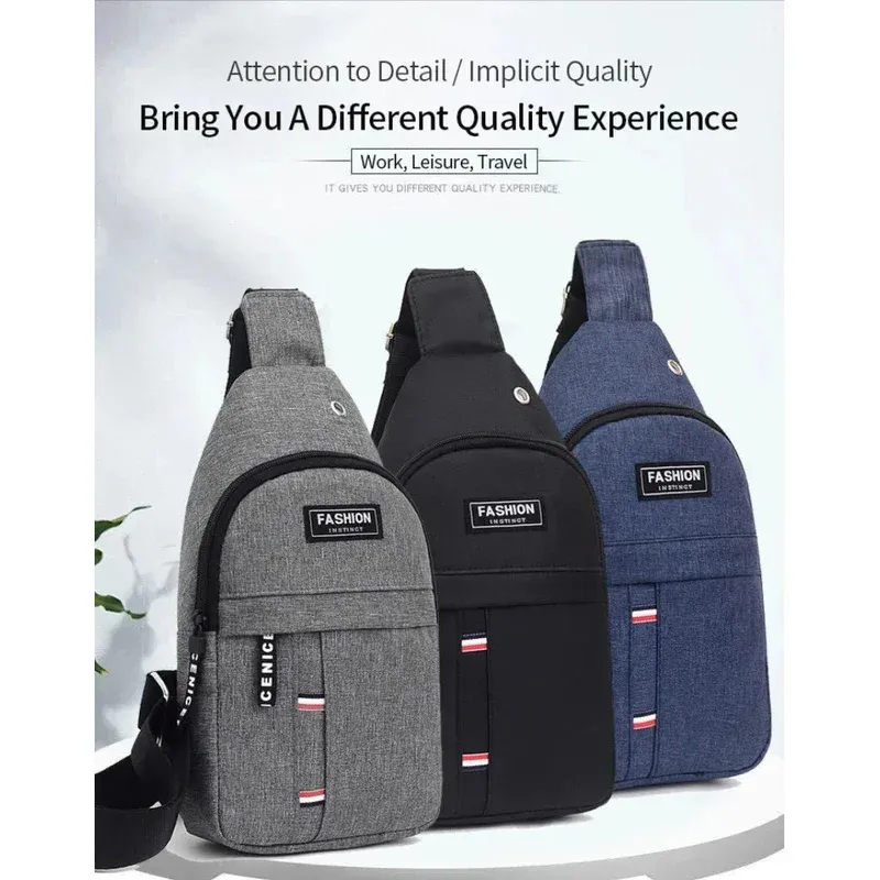 Funktionelle Brusttasche für Herren im neutralen Stil, geeignet für Geschäftsreisen. Schlichtes Design aus Nylonmaterial, mit Umhängeband