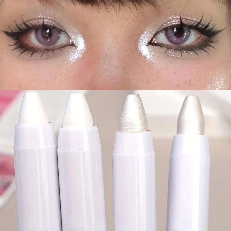 1 Stück schimmernder Highlight-Stick, glitzernder weißer Lidschattenstift für helle Augen, Make-up-Highlighter mit schillerndem Effekt