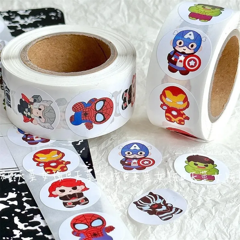 Neue 500PCS Avengers Roll Aufkleber MV Dekorative Dichtung Aufkleber Circular Alliance Hulk Stahl Iron Man Aufkleber Kinder Geschenk kawaii