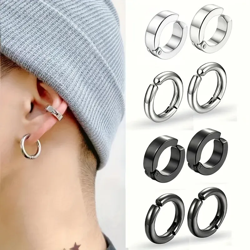 8-teiliges Ohrclip-Set aus Edelstahl im Punk-Stil – schicke kreisförmige Ohrmanschetten, kein Piercing erforderlich, trendiges Schmuckgeschenk