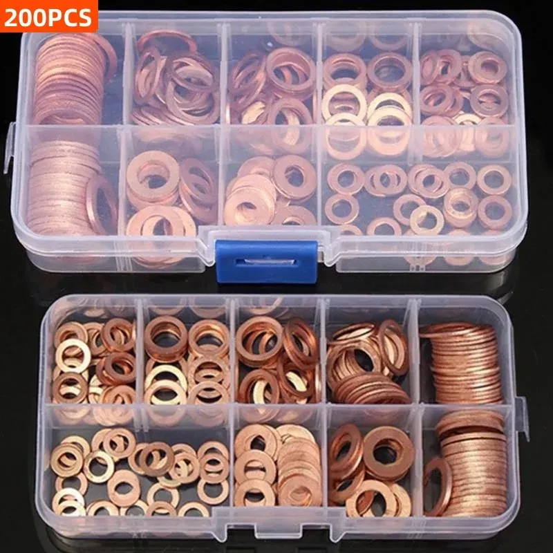 300/280/200/100Pcs Unterlegscheibe Kupfer Abdichtung Solide Dichtung Unterlegscheibe Sump Stecker Öl Für Boot Zerquetschen flache Dichtung Ring Werkzeug 300/280/200/100Pcs