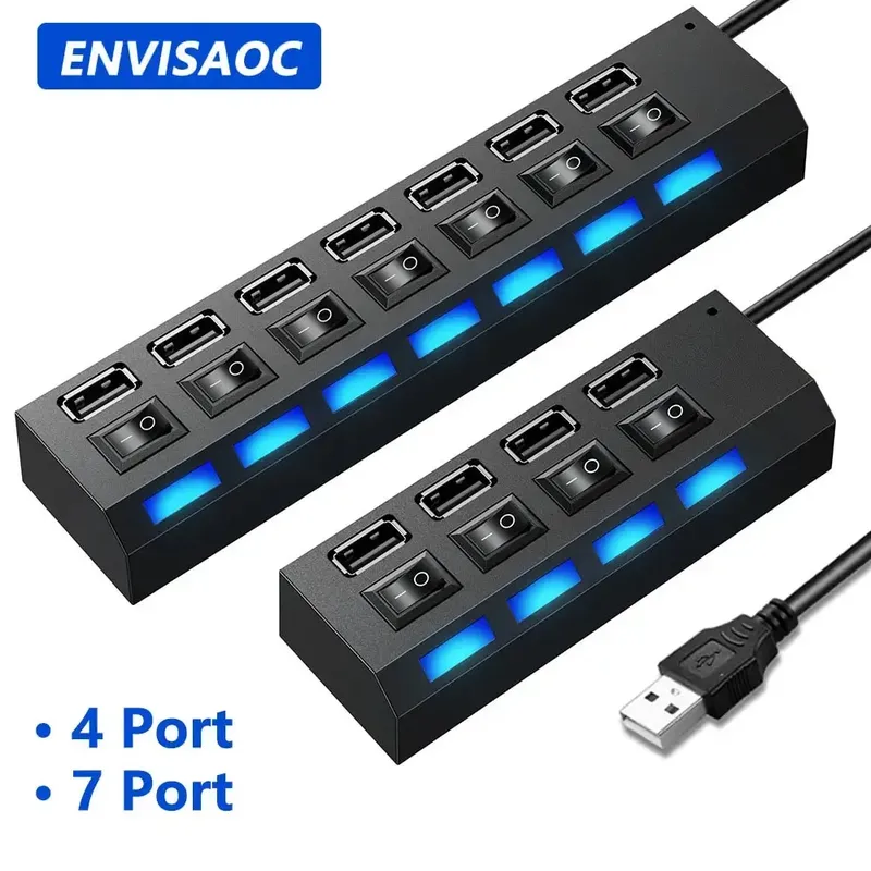 USB-Hub-Splitter mit individuellem Switch USB Port Splitter Einzelsc halter USB-Adapter Hub Multi-Port-Buchse ein/aus