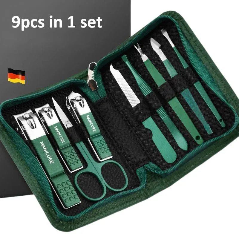 6-9 Stück Maniküre-Set mit Ledertasche, professionelle Fuß- und Gesichtspflege-Werkzeug-Sets, Nagelknipser-Sets aus Edelstahl, Geschenk