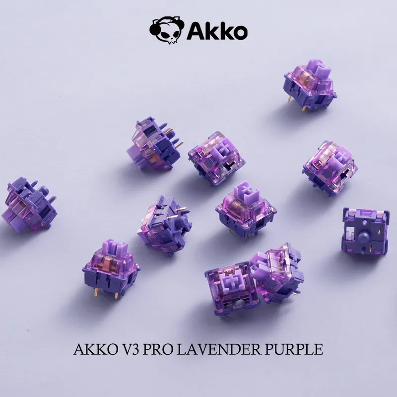 Akko V3 Pro Lavendel Lila Schalter 5 Pin 40gf Taktiler Schalter mit stabilem staubdichtem Schaft für Mx mechanische Tastatur (45 Stück)