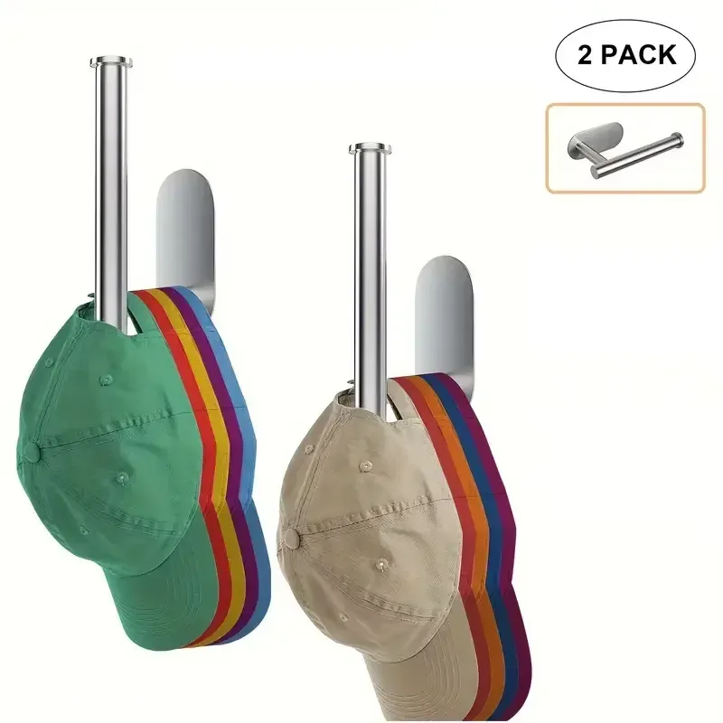 1/2 Stück Edelstahl-Kappenhaken für die Wand, minimalistischer Hut-Organizer ohne Bohren, Aufbewahrungsorganisator für den Haushalt