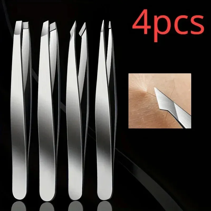 4-teiliges Set, professionelles Pinzetten-Set, perfekt für die Augenbrauen-Haarentfernung, Splitter, sehr mühelos und entspannt, um für Frauen zu entfernen