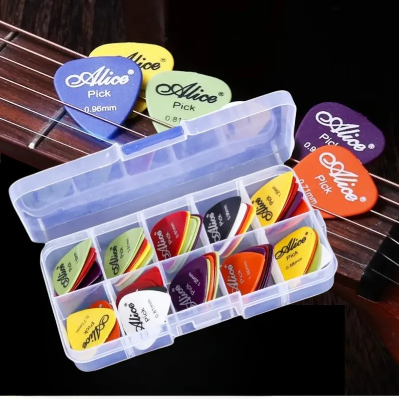 Alice Gitarrenplektrum 24/50/100 Stück, gemischtes ABS, Premium, matt, rutschfest, Gitarrenplektrum mit Plektrumbox/für Akustik-Elektro/Bass/Ukulele