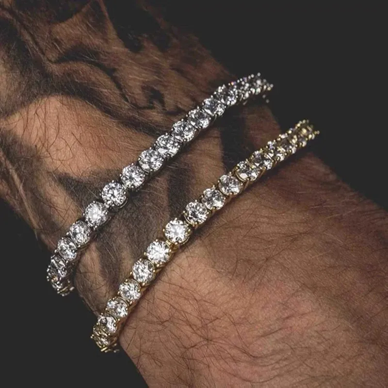 Hiphop Tennis Armband Homme Iced Out 3/4/5mm Zirkonia Herren Kristall Kette auf Der Hand Hip-hop Streetwear Schmuck Männlich H086