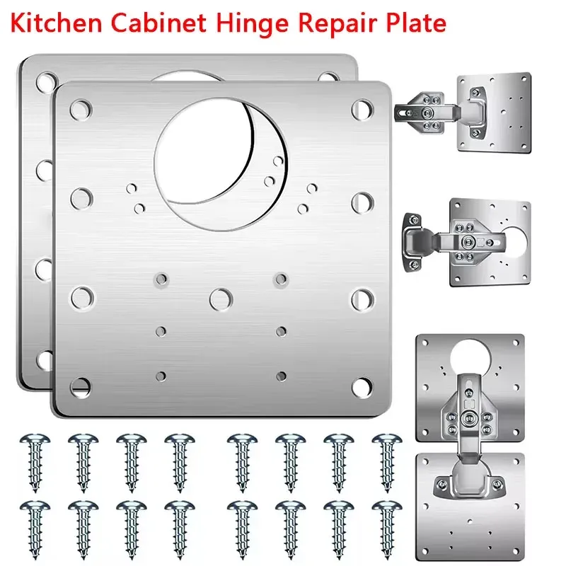 4Pcs Sets Scharnier Reparatur Platte Küche Schrank Tür Scharniere Montage Platte mit Schraube Flache Befestigungs Klammern Möbel Hardware Zu